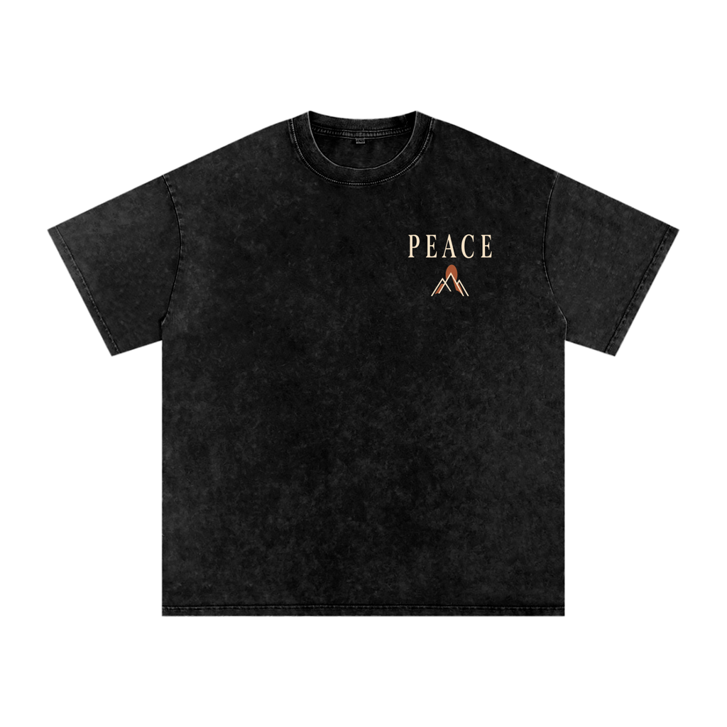 Peace Over Pressure - Snow Washed Oversized Cotton T-Shirt