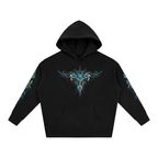 Teal Gothic Skull & Pinstripe | Women's Biker Hoodie