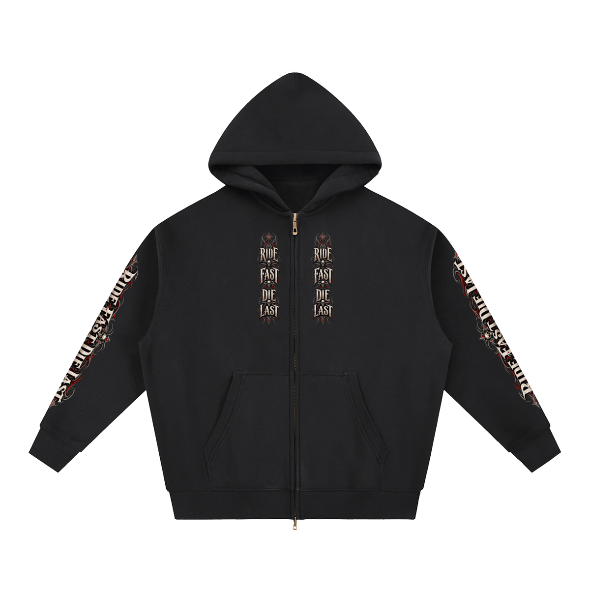 Ride Fast Die Last | Gothic Biker Zip-Up Hoodie