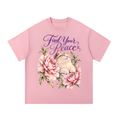 Find Your Peace | Floral Cat Cotton T-Shirt