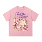 Find Your Peace | Floral Cat Cotton T-Shirt