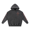 Gothic Grace Cross — Pink Edition | Snow-Washed Oversized Hoodie