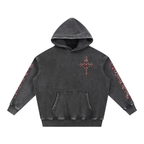 Gothic Grace Cross — Pink Edition | Snow-Washed Oversized Hoodie