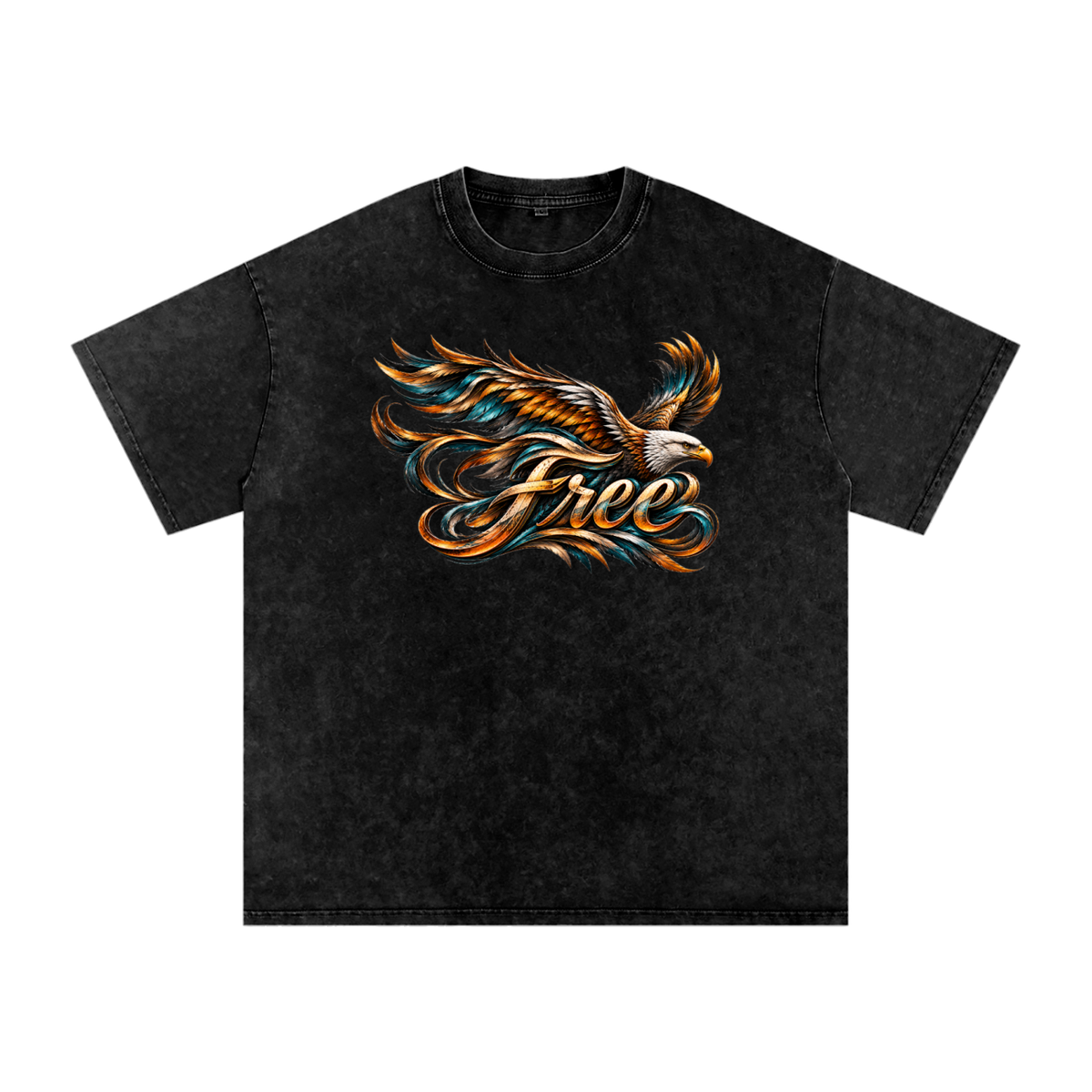 Free Spirit Eagle | Snow-Washed Oversized Graphic T-Shirt