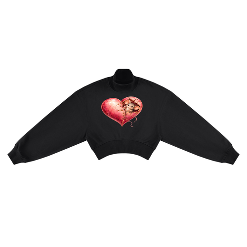 A Little Stitch of Love | Whimsical Heart Cropped Sweatshirt