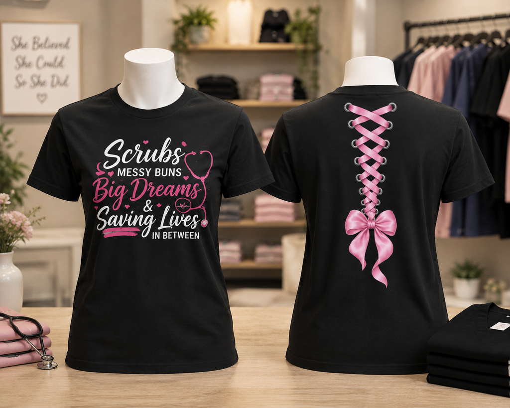 Scrubs Messy Buns and Big Dreams - Heavyweight t-shirt