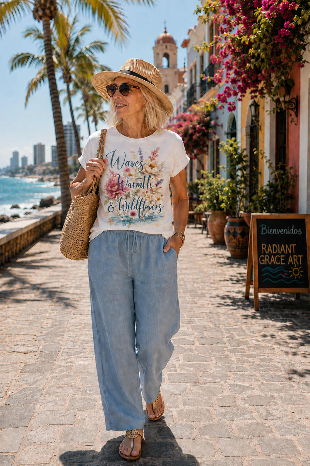 Waves Warmth and Wildflower - Unisex  Heavyweight T-shirt
