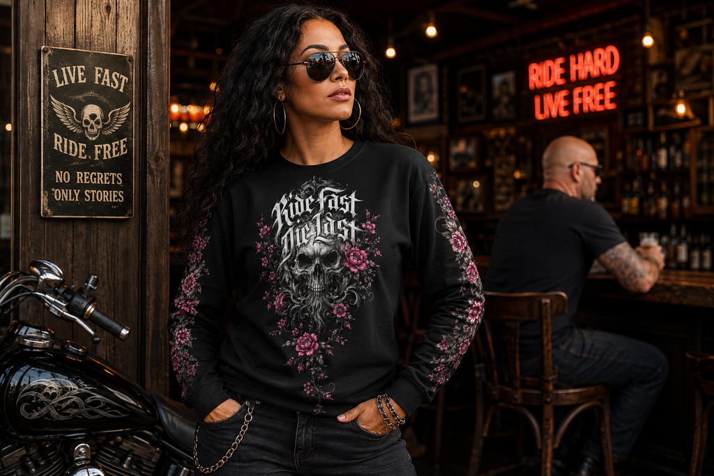Ride Fast Die Last Gothic Skull - Oversized cotton sweatshirt