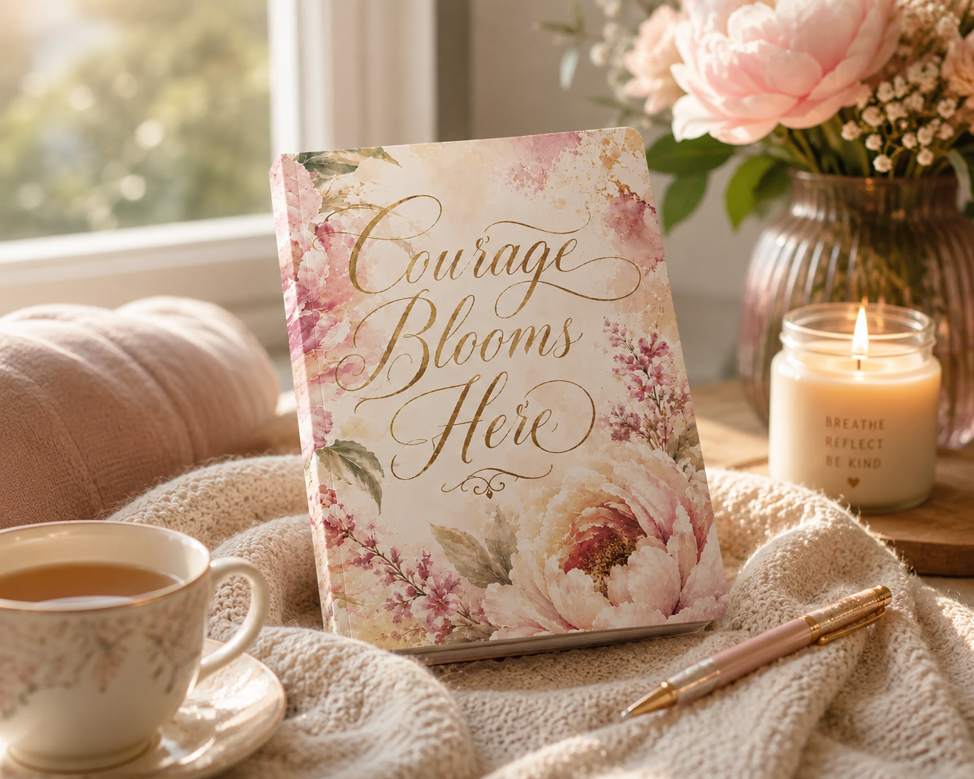 Courage Blooms Here - Softcover journal with inside prints