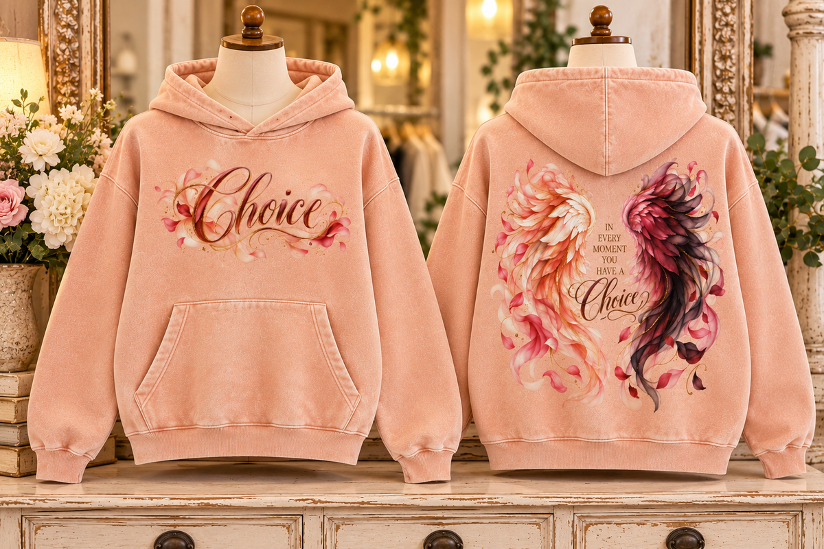 Choice | In Every Moment Vintage Wash Angel Wings Hoodie