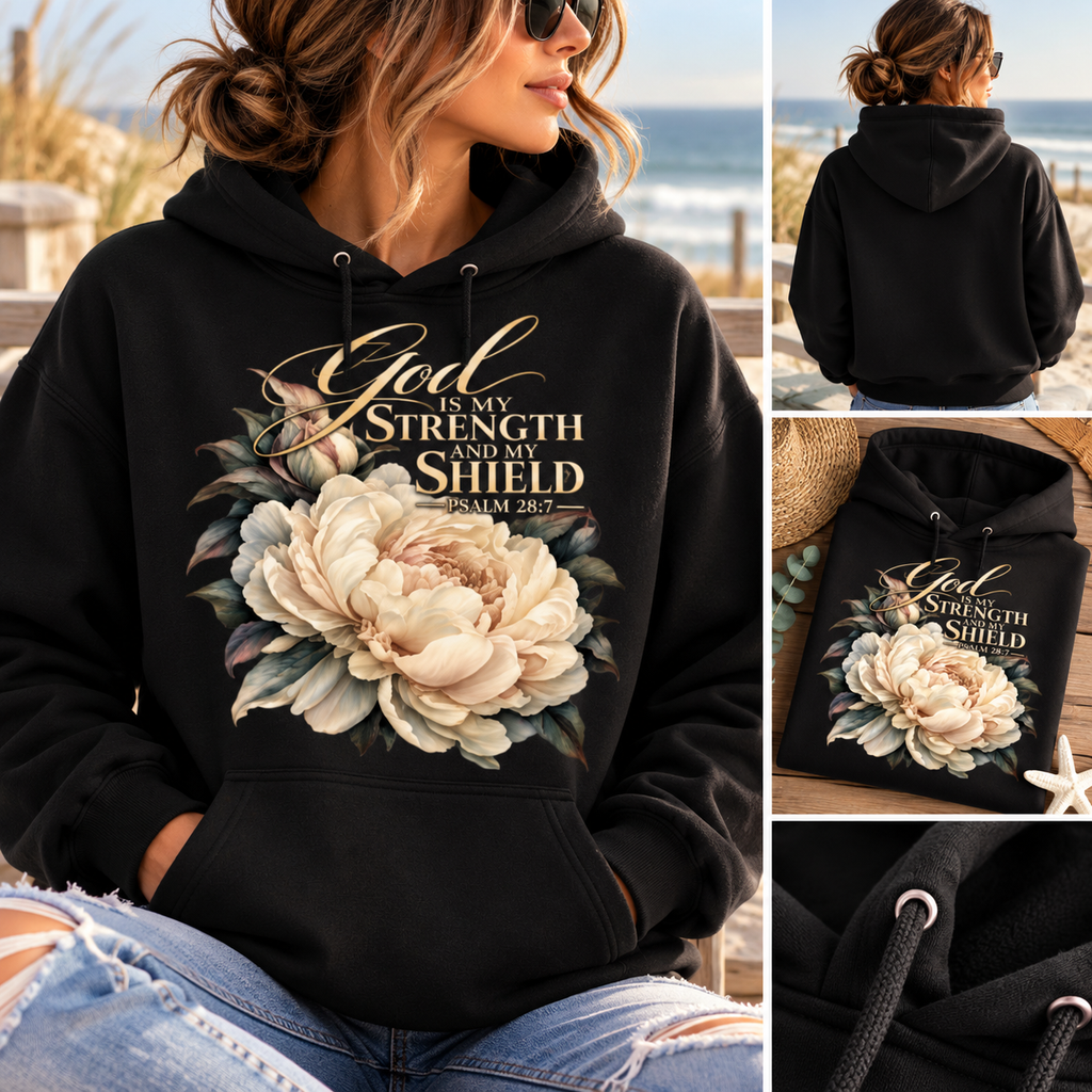 God Is My Strength and My Shield | Heavyweight Faith Hoodie