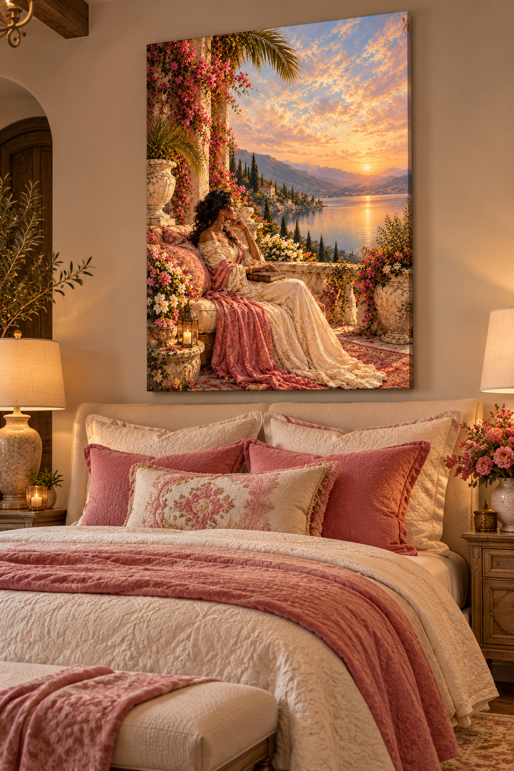 Peace Be Still | Romantic Mediterranean Lake Gallery-Wrapped Canvas Art