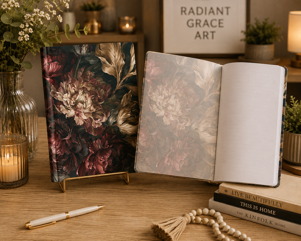 Peony Midnight Bouquet - Softcover journal with inside prints