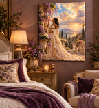 In His Presence | Romantic Mediterranean Garden Gallery-Wrapped Canvas Art
