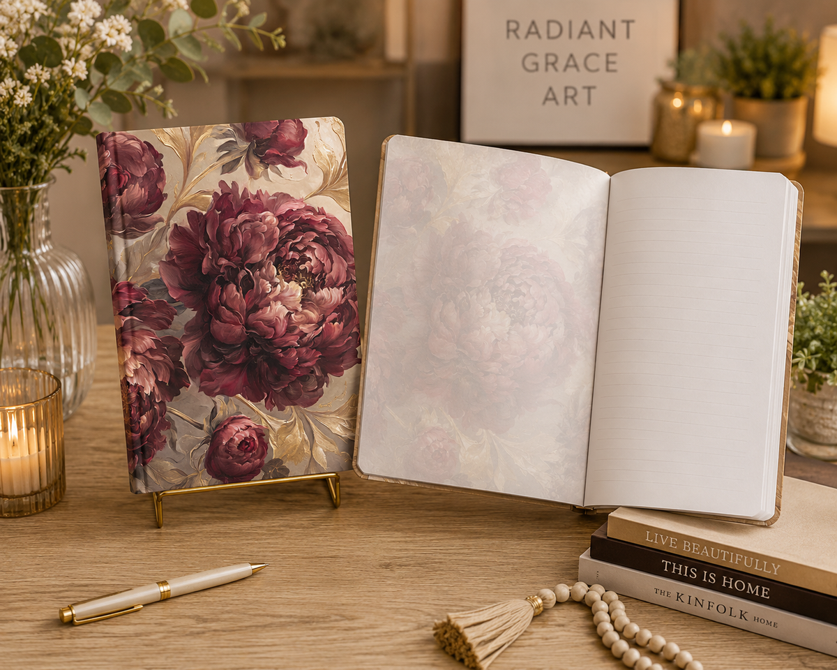 Peony Autumn Glow - Softcover journal with inside prints
