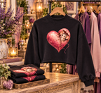 A Little Stitch of Love | Whimsical Heart Cropped Sweatshirt