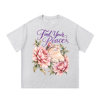 Find Your Peace | Floral Cat Cotton T-Shirt