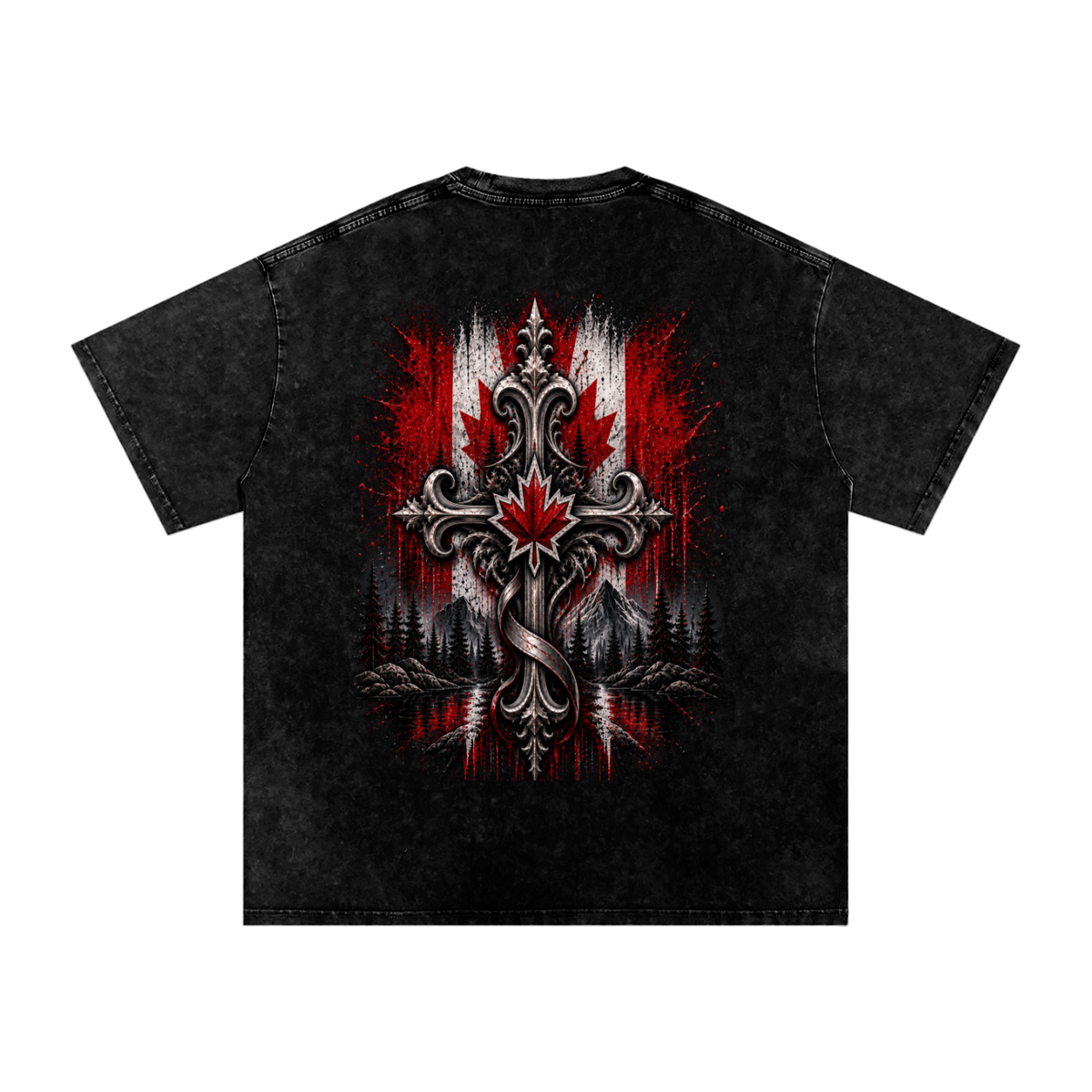 Faith and Freedom Canadia Snow Washed Oversized Cotton T-Shirt