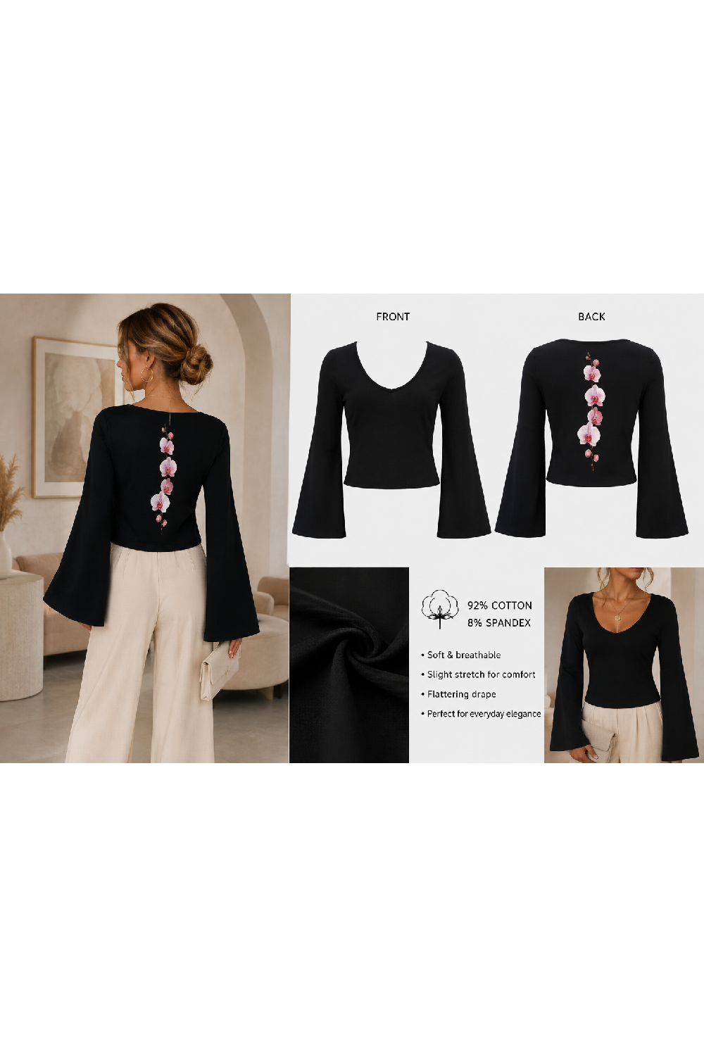 Orchid Bloom Bell -Sleeve Tee