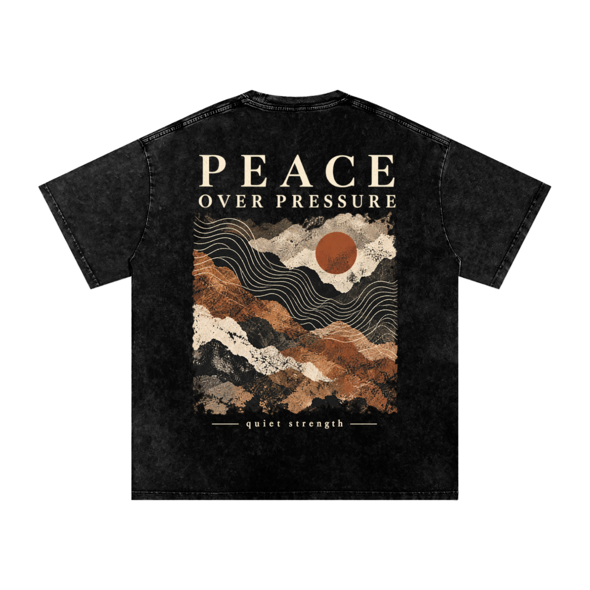 Peace Over Pressure - Snow Washed Oversized Cotton T-Shirt