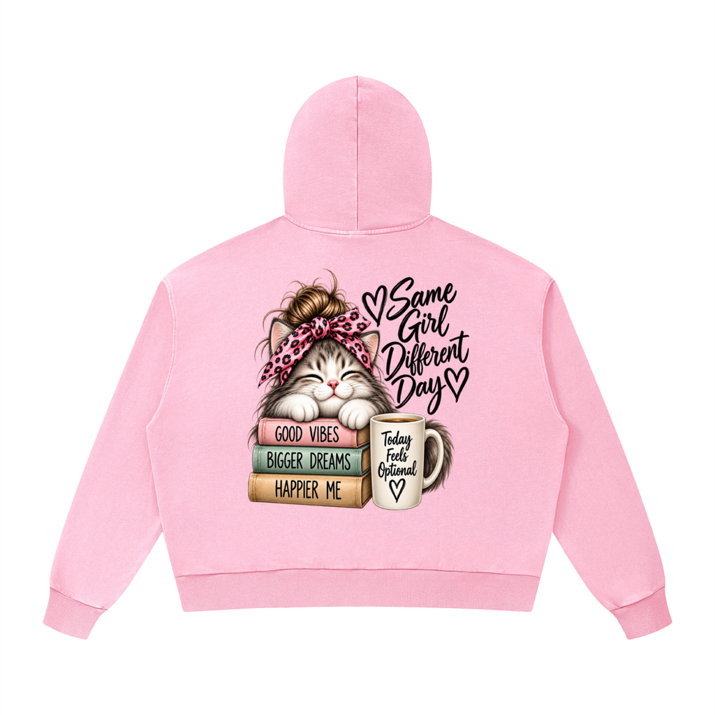 Same Girl Diffrent Day - Mineral Wash Boxy Hoodie