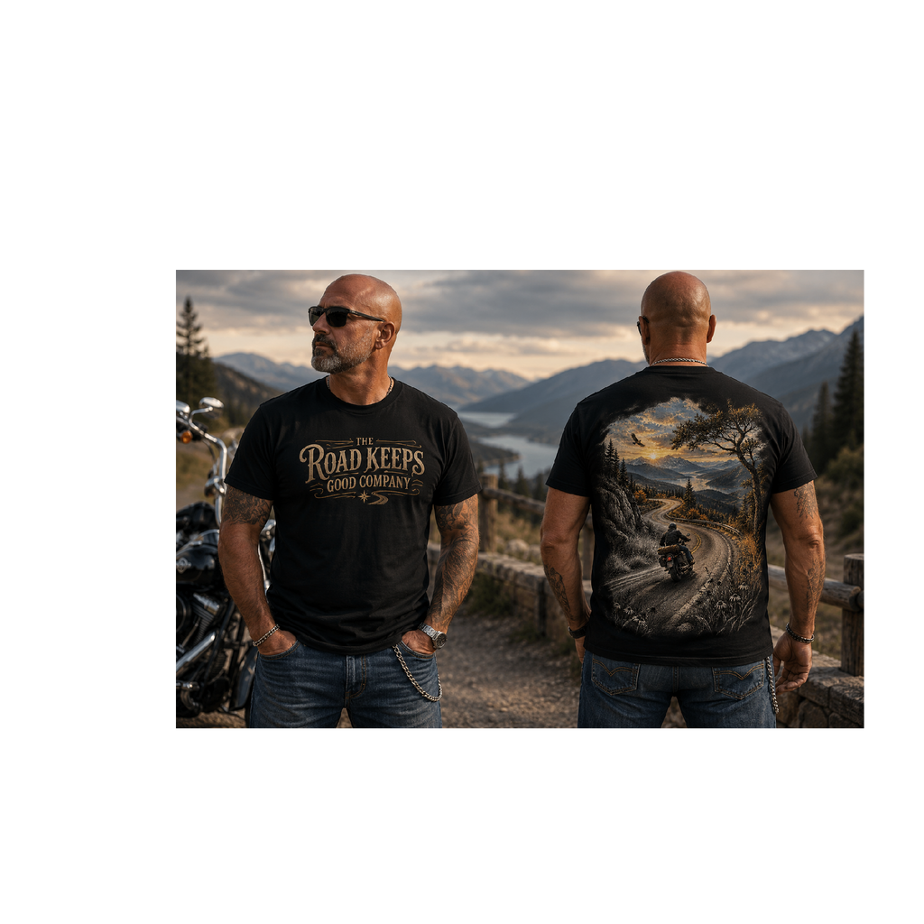 Road Keeps Motorcycle - Landscape Men's Crew Neck  t-shirt